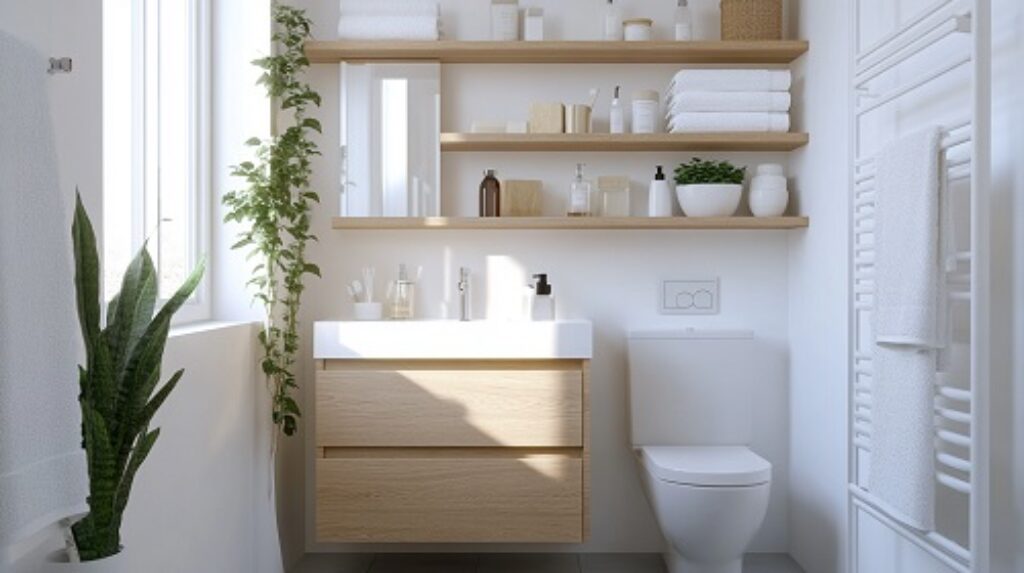 Bathroom with white walls