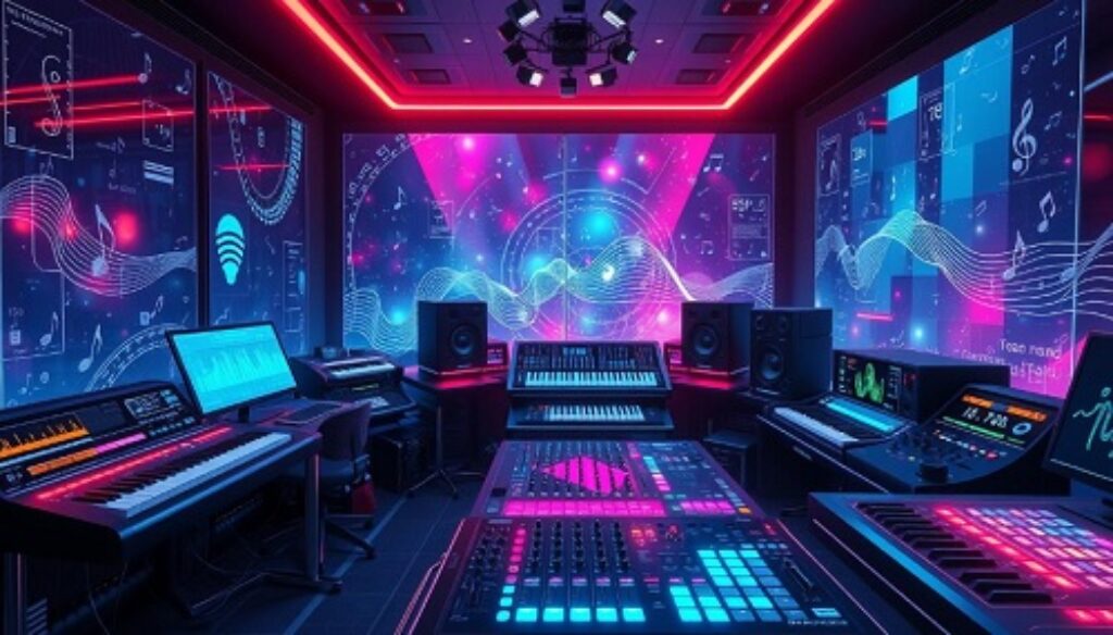 A futuristic music studio