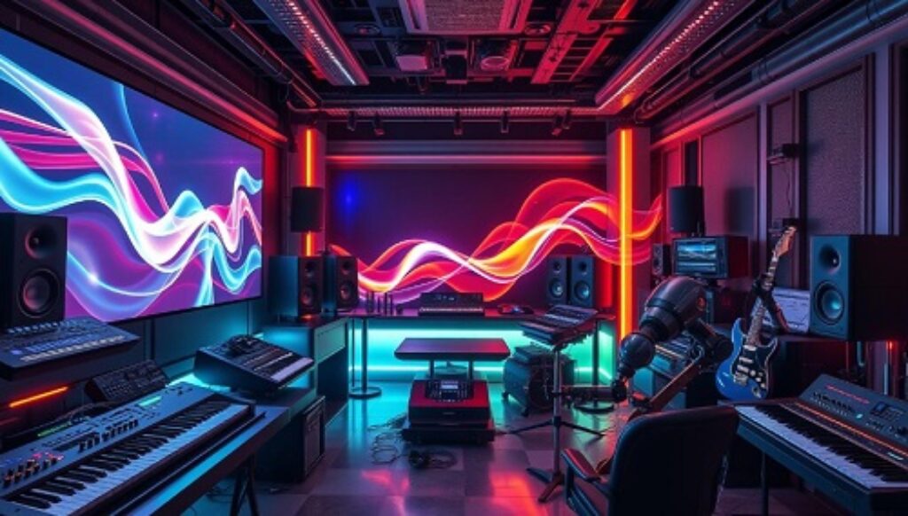 A music studio using Generative AI  technology